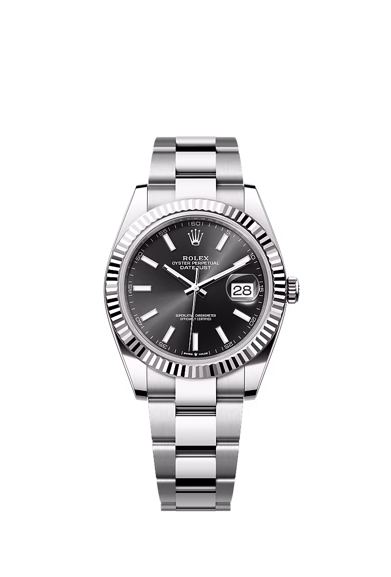 Rolex Datejust Black Index Dial Fluted Bezel